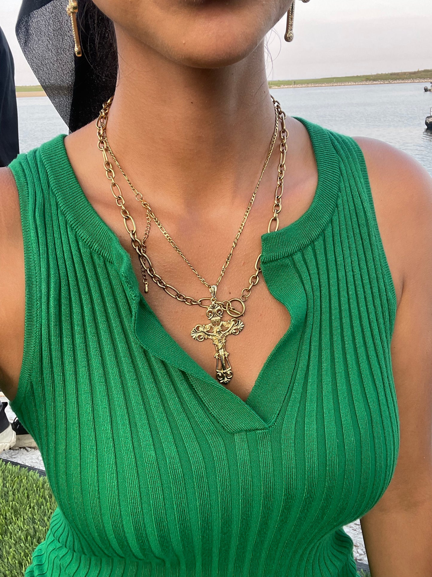 Large INRI cross necklace